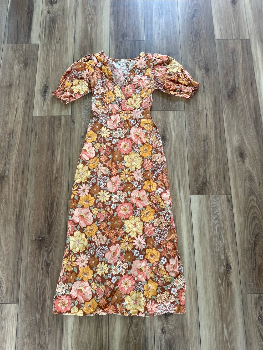Billabong x the salty blonde puff sleeve seersucker maxi dress size XS - Picture 2 of 6